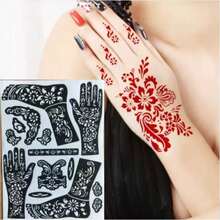 8pcs Reusable Henna Tattoo Stencils, Suitable For Hand And Body Painting, Floral Pattern, Temporary Tattoo Stencils, Sleeve Tattoo, Wedding Bridal Makeup - Multicolor - View 5