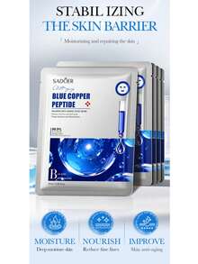 SADOER Blue Copper Peptide Anti-Aging Facial Mask, 5 Packs/Bag, Reduces Fine Lines, Anti-Wrinkle & Anti-Aging, High Moisturizing Hydration, Skin Radiance & Plumping - Blue Copper Peptide - View 8