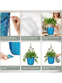 2pcs Indoor Plant Automatic Watering Hanging Planters, Hanging Plant Pots With Drainage Holes And Chains, Hanging Flower Pots, Outdoor Small Hanging Planter Baskets, Home Decor Gardening - Multiple Styles - View 9