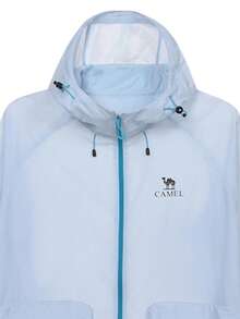 CAMEL CROWN 女款針織防曬外套，春夏冷白色原紗收腰修身運動外套，適合戶外騎行與濕態運動 - 清淺藍 - 查看 3