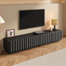 TV Unit, Modern Low Cabinet With Wavy Front, Ample Storage Space, Push-To-Open Mechanism: Minimalist TV Unit For The Living Room. - Black - View 2