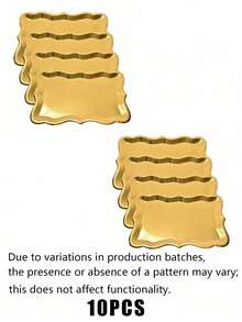 10pcs 9"X13" Gold Rimmed Elegant Rectangular Paper Plates, With Gold Rim Borders, Suitable For Dessert Displays, Parties, Birthday Gatherings, Weddings, Showers, Picnics, Daily Use, 1 Pack - Multicolor - View 15