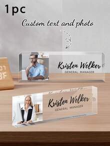 1pc Customized Acrylic Desk Nameplate/Personalized Organic Glass Plaque/Teacher Nameplate/Leader Gift/Office Decor/Desk Accessories/Office Supplies/Teacher's Day Gift/Teacher-Related Content/Desk Decoration/Women's Office Supplies/Personalized Corporate Gift - Multicolor - View 8