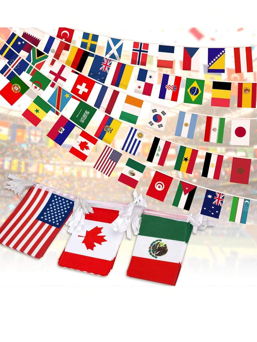 30/48/50 Pcs/Set National Flag Banner World Country String Flags Summer Sports Games Scene Decoration International Bunting Banners For Sports Events Clubs Bars Parties Holiday Celebrations