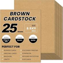 25 Sheets Brown Cardstock 8.5 X 11, 92lb/250gsm Kraft Card Stock Paper, Heavy Cardstock Printer Paper For Invitations, Scrapbooking, Crafts, DIY Cards - 1 - View 2