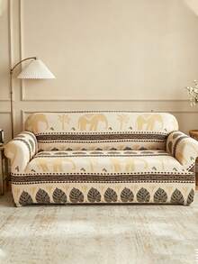 1pc Full Coverage Sofa Cover, Modern Style Polyester Fabric, Machine Washable, All Season Use - Beige - View 3