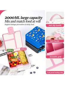 1pc Sealed Salad Lunch Box Fruit Box - With Compartments Large Capacity Bento Box, Work Lunch Box, Back To School Supplies, Kitchen Restaurant Food Storage Box - Multicolor - View 9