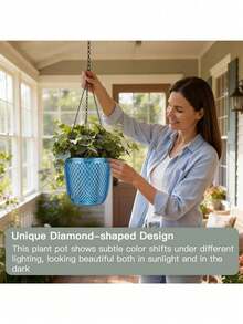 2pcs Indoor Plant Automatic Watering Hanging Planters, Hanging Plant Pots With Drainage Holes And Chains, Hanging Flower Pots, Outdoor Small Hanging Planter Baskets, Home Decor Gardening - Multiple Styles - View 7