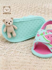 RABEISIR Sandalias para caminar de bebé, zapatos con diseño de pez y sandía de fondo suave, transpirables y antideslizantes, adecuados para uso diario y vacaciones, primavera y verano - Azul Cadete - Ver 9