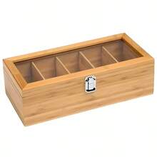Boîte de rangement pour sachets de thé en bambou, armoire à thé multifonctionnelle, avec étagères pour café et thé, et boîte de rangement et de présentation pour comptoir. - Couleur du bois - Voir 4