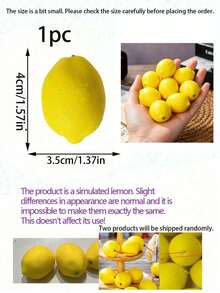 16/8/4/1件 4cm/1.57in 迷你仿真檸檬模型，逼真檸檬裝飾，適用於居家、廚房、婚禮、派對、攝影道具、禮物、生日、畢業，適合碗/盤裝飾、桌面中心裝飾、廚房夏季裝飾、水果裝飾，迷你小檸檬（注意尺寸） - 黃色 - 查看 12