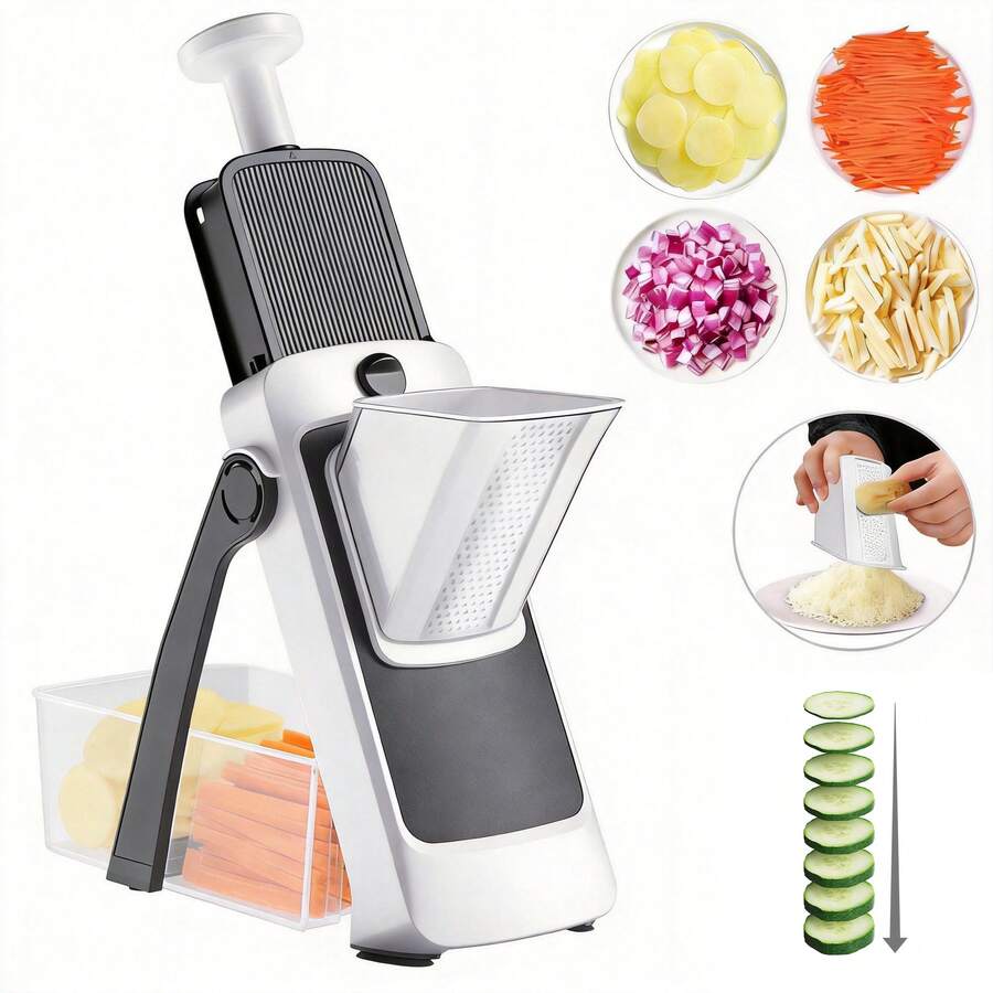 FollowBreak Vertical Multi-Function Vegetable Cutter With Replaceable Blades, Suitable For Slicing, Shredding, Dicing And Pureeing, Ideal For Home Use