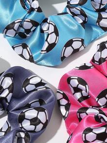 8pcs Soccer Print Scrunchies, Versatile Hair Accessories For Girls, Suitable For Daily Wear, School, Sports, Ball Games, Cheer, Photo Decoration - Multicolor - View 3