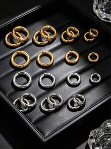 50 piezas de anillos de salto cerrados sólidos de acero inoxidable, anillos espaciadores de varios tamaños para hacer pulseras y collares DIY - Cuentas espaciadoras - Ver 3