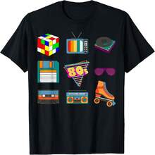 80's Retro Fashion Throwback Culture Disco Music Party Lover Short Sleeve T-Shirt - Black - View 7
