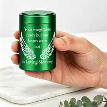 Small Human Cremation Urn, Aluminum Alloy Mini Cremation Urn, Wing-Shaped Small Cremation Urn, Memorial Keepsake Urn - Your Wings Are Ready, But Our Hearts Are Not - Multicolor - View 4