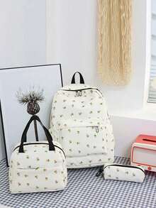 Set combinație rucsac dublu la damă, versatil și la modă, cu imprimeu floral ditsy, geantă școlară pentru studente - Multicolor - View 5