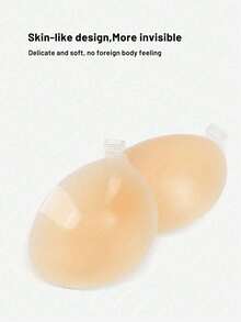 1/2/3 Pairs Women's Ultra-Strong Adhesive Silicone Invisible Bra, Bridal Bra, Reusable Summer Dress/Camisole Bra - Apricot - View 6