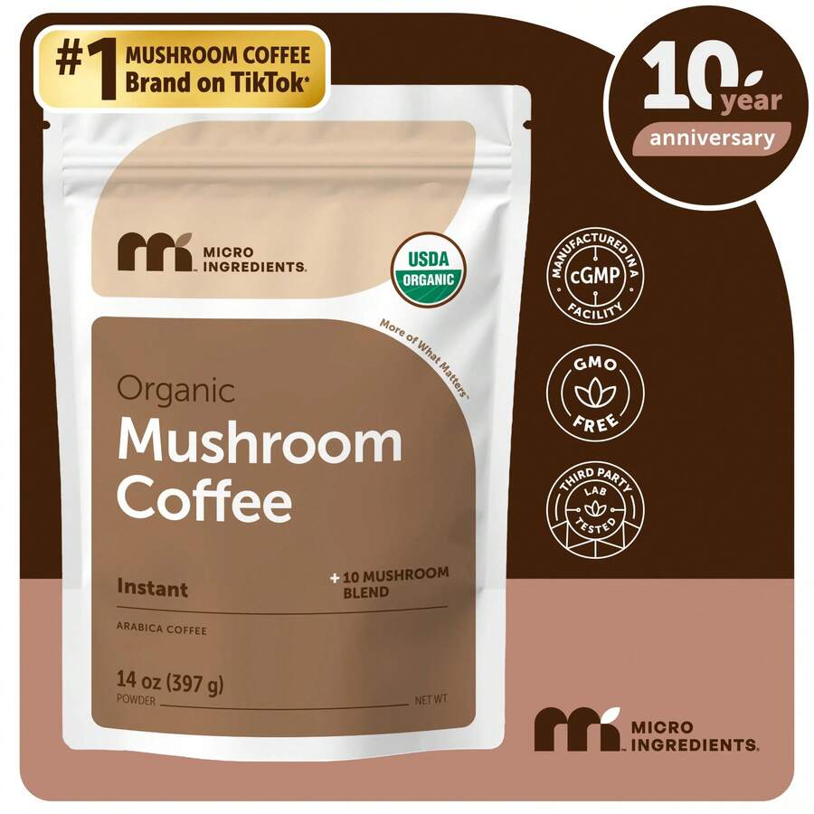 Nutricost Micro Ingredients Organic Instant 10 In 1 Mushroom Coffee Powder - 14oz - View 1