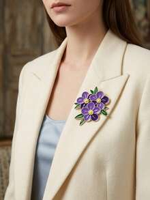 Broches de flor de strass de lujo - Alfileres de planta para mujer unisex accesorios de joyería casual para fiestas / Regalos para amigos insignias decoración - flores - Ver 5