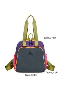 Convertible Color-Block Tote Backpack, Lightweight Water-Resistant Crinkle Nylon Multi-Purpose Casual Daypack For School, Commute, Outdoor Activities - Multicolor - View 3
