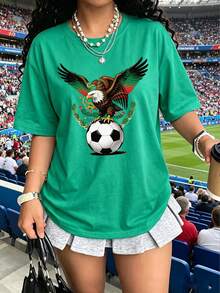 Jersey de Fútbol para Mujeréxico 2026 con Águila - Estilo Deportivo Oversize Verde - Verde-8 - Ver 1