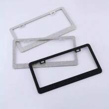 Rhinestone Metal Square Hole License Plate Frame, US Standard Rhinestone License Plate Holder For Canada, USA, Mexico, Stainless Steel, Suitable For Sedan, Sports Car, Electric Car, Travel Car, RV, SUV, Pickup, Off-Road Vehicle, Convertible, Van, Small Truck, Hybrid Car - Multiple Styles - View 5