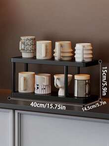 1pc Modern Black 3-Tier Storage Shelf, Multi-Layer Shelf - Freestanding Multi-Tier Storage Rack, Black Frame, Suitable For Kitchen, Bathroom, Bedroom - Space-Saving Home Decor Storage Shelf, Minimalist Design, Durable And Easy To Clean, Multifunctional Compact Storage Solution Combining Aesthetics And Practicality. Perfect For Displaying Books, Cups And Small Items. - Black - View 11
