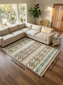 1 pieza Alfombra geométrica bohemia para sala de estar, adecuada para cocina, comedor, dormitorio, decoración de vacaciones, interior/exterior, oficina, vestíbulo, felpudo antideslizante, alfombra de baño, pasillo, área de estudio y juegos - Multicolor - Ver 14