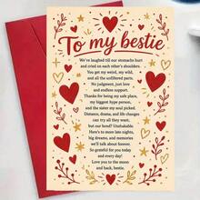 1 Set Envelope And Card Romantic Heart For Best Friend Valentine'S Day Card To My For Bestie Great For Best Friend - 13*18 - View 3