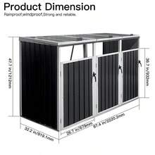 Trash can holder for 3 tonnes, suitable for 240L and smaller trash cans, metal outer trash can roof - Grau 1 - Übersicht 3