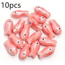 10件/包 陶瓷魚珠 10x20mm 雙面彩色波點魚珠，適用於手鍊、項鍊、DIY手機鍊、吊墜、鑰匙圈配件 - 雙色小魚珠 - 查看 22