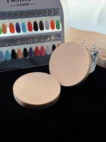 1 pieza / 2 piezas Esponja redonda grande para polvo, uso en húmedo & seco, herramienta de maquillaje suave & fina - Albaricoque - Ver 6