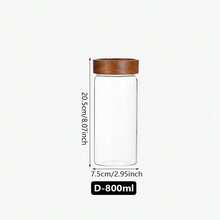 1pc Glass Storage Jar, Airtight Food Container With Wooden Lid, Transparent Glass Canister Suitable For Pantry, Kitchen To Store Flour, Sugar, Tea, Coffee, Snacks, Spices, Etc. - Multicolor - View 10