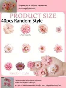40/20/10 Pcs - Aneka Bunga Buatan Flowereroyal, Bunga Sutra Campuran Ungu, Gerbera Mini dan Mawar, dengan Tangkai, Cocok untuk Buket Pengantin DIY, Acara Baby Shower, Rangkaian Bunga, Dekorasi Meja, Dekorasi Rumah - Berwarna merah muda - View 8