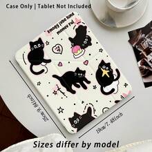 Black Cat, Heart, Cake, Star Pattern Painted Effect Tablet Protective Case With Stand, Compatible With Honor 8/9/10/X8/X8A/X9/X8Pro/X9Pro, MatePad SE 11 Inch/MatePad 11 Inch/11.5 Inch/MatePad Pro, Apple 10th/11th Gen 2025 (A16), Galaxy Tab A7/A9 And Other Popular Models - Style 38 - View 4