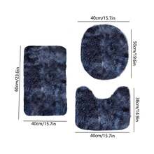 3Pcs Bathroom Rugs Set, Multi Purpose Non-Slip Bath Mats Set - Comfortable Soft Modern Style Toilet Carpet, Fast Absorbent, Machine Washable, Perfect For Bedroom Decor, Toilet Floor, Shower Room - Dark Blue - View 2