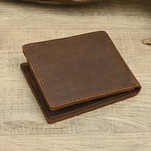 1 Piece Men Retro Distressed Fold Wallet, Slim Multi-Card Pocket Cash Organizer For Daily Commute Business Travel - Multicolor - View 8