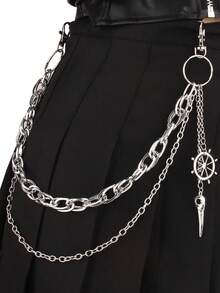 1pc Silver Punk Style Chain Belt Accessory | Featuring Anchor Shape And Spike Pendant Design, Perfect For Matching Dresses And Pants, Creating Fashionable Street Style, Expressing Personalized And Attitude. This Halloween Gothic Style Dark Beak Shaped Pants Chain Is A Hip-Hop Style Accessory, Suitable For Wearing During Back To School Season, And Also An Excellent Gift For Friends On Their Birthday. - Multicolor - View 7