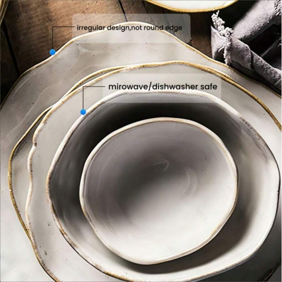 1pc /3pcs Klin White Color Japanese Ceramic Bowl, Deep Irregular Noodle Ramen Bowl Creative Tableware For Home Or Restaurant