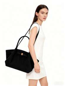 JW New Hana Bolso Grande Tipo Dumpling Para Mujeres, Bolso de Hombro de Gran Capacidad, Textura Ligera Suave y Duradera, Bolso Casual para Ir al Trabajo Escuela Mamá Salidas Compras Citas - Negro - Ver 7