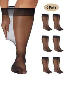6 pares/paquete de calcetines de tono de piel hasta la rodilla, calcetines ultra finos hasta la rodilla, calcetines de otoño y Halloween, calcetines de Navidad - Multicolor - Ver 11
