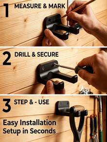 Wall-Mounted Tool Rack, Heavy-Duty Wall-Mounted Garden Tool Storage Rack, Multi-Function Storage Shelf, Screw-Fixed Plastic Multi-Purpose Hooks, Garage Storage Rack, Suitable For Shovels, Rakes And Power Tools, Home Tool Hooks, Suitable For Sheds, Basements, Space-Saving, Practical Hook System, Create An Efficient Workspace - Multicolor - View 2