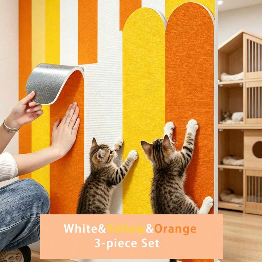 Strisce decorative autoadesive antigraffio per gatti, adesivi murali impermeabili, antiurto e isolanti termici, linee decorative protettive antigraffio per pareti, adatte per camera dei bambini, corridoio e protezione delle pareti di casa - 3 pezzi - Taglia unica - Visualizzare 1