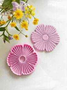 Daisy Flower Jewelry Tray Clay Mold, Polymer Clay Mold For Jewelry Storage Dish, DIY Rustic Home Decor Handmade Material - Pink - View 6