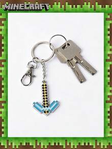 Microsoft Minecraft 1PC  Officially Licensed Alloy Keychain With Pixelated Enamel Pendant Durable Metal Bag Accessory Ideal Collectible Gift For Gamers - Multicolor - View 4