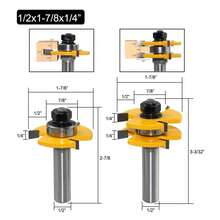 Set Of 3 Router Bits With 1/2" Shank, T-Slot And Tongue Cutter, Bottom Planer, Large Diameter Woodworking Grooving Cutter, Panel Assembly Cutter For Cabinets, Shelves And Drawers. - A - View 3