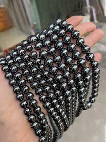 1 Strand Natural Black Hematite Bohemian Style Round Loose Beads 6 8 10mm For Jewelry Making Bracelet Necklace Keychain Making Supplies Accessories - Gun Black - View 5