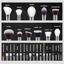 Brochas de Maquillaje Profesional 30 Piezas kit Alta Calidad Sintético Brochas Maquillaje Sombras de Brochas para Ojos en Polvo para Base de Maquillaje -Negro - Rosa - Ver 9
