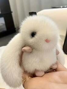 1pc Rabbit Plush Doll Toy Faux Fur Cute Bunny Imitation Mink Keychain Bag Decoration Pendant Accessories Birthday Gifts - Multicolor - View 2